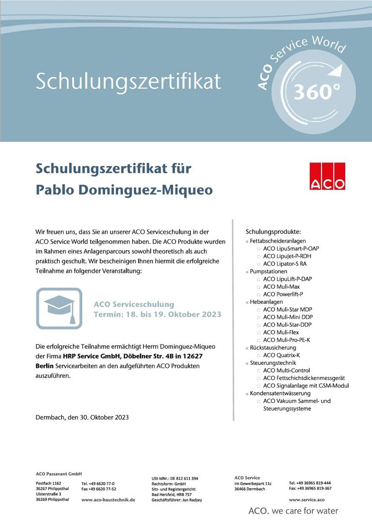 ACO Passavant GmbH - Serviceschulung ACO